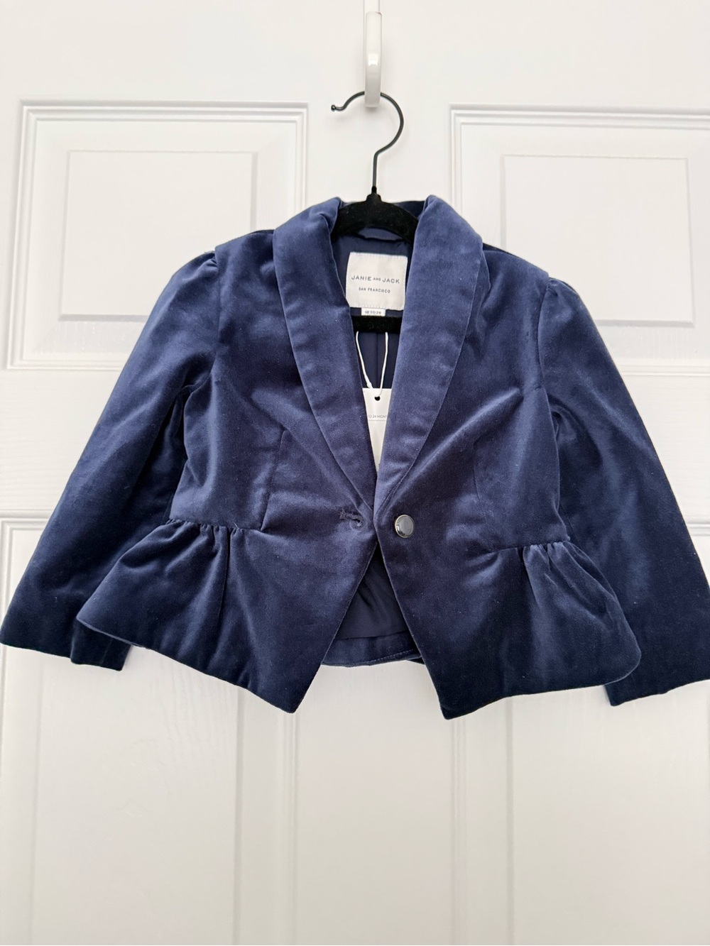 Janie and Jack Navy Velvet Peplum Blazer for Girls